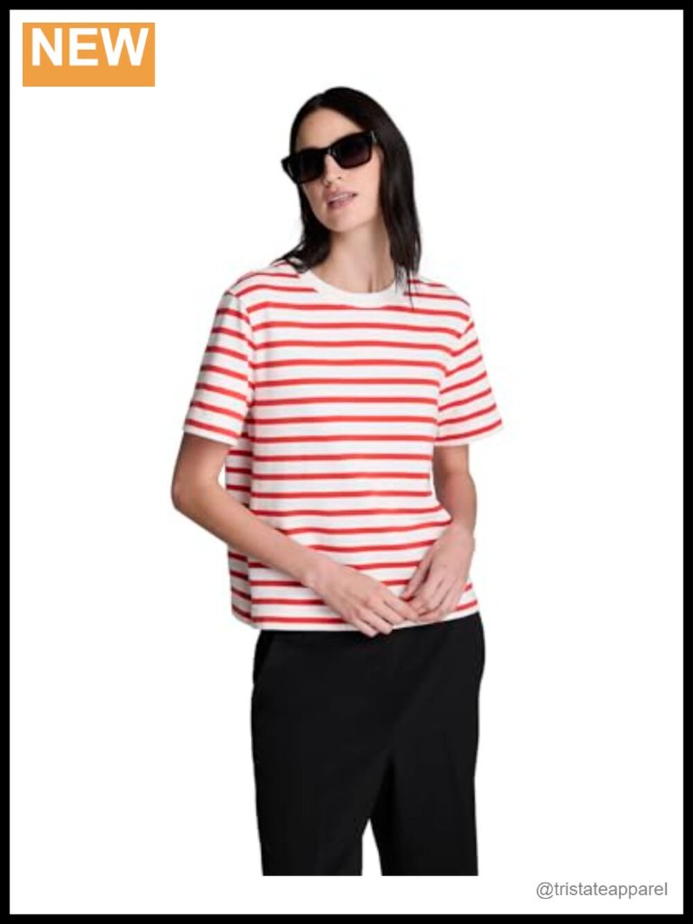 Striped Cotton Crew Neck Tee Short Sleeve Classic Fit
